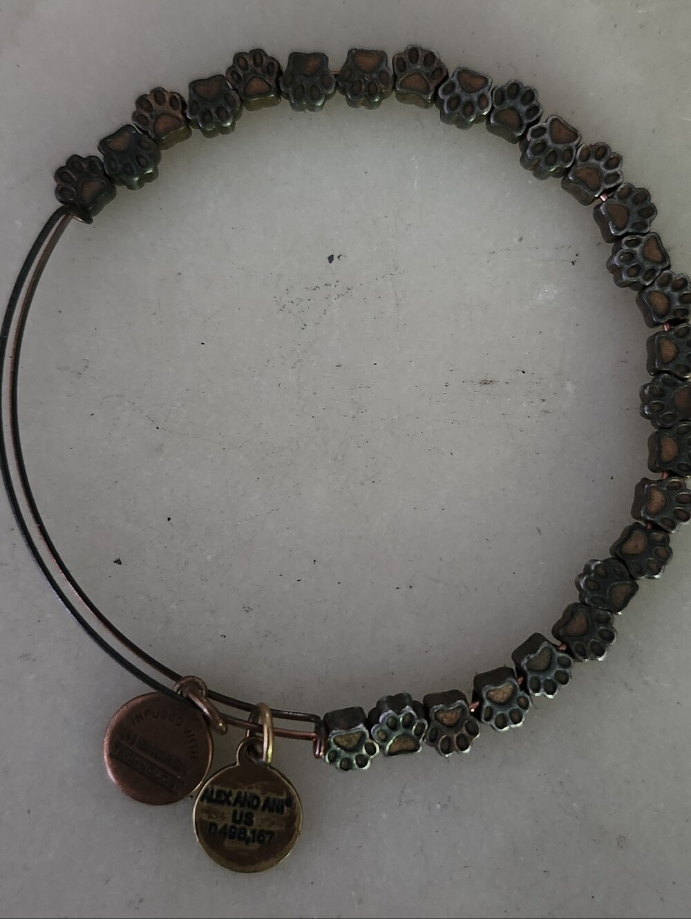Alex and Ani Paw Print Expandable Bangle Bracelet in Antique Copper